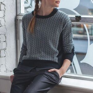 NEW Lululemon Yogi Black/White Merino Wool Crew Sweater